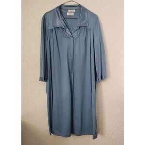 VTG Vanity Fair Pajamas Nightgown 3 Piece Set Size Medium Dusty Blue Read Flaw